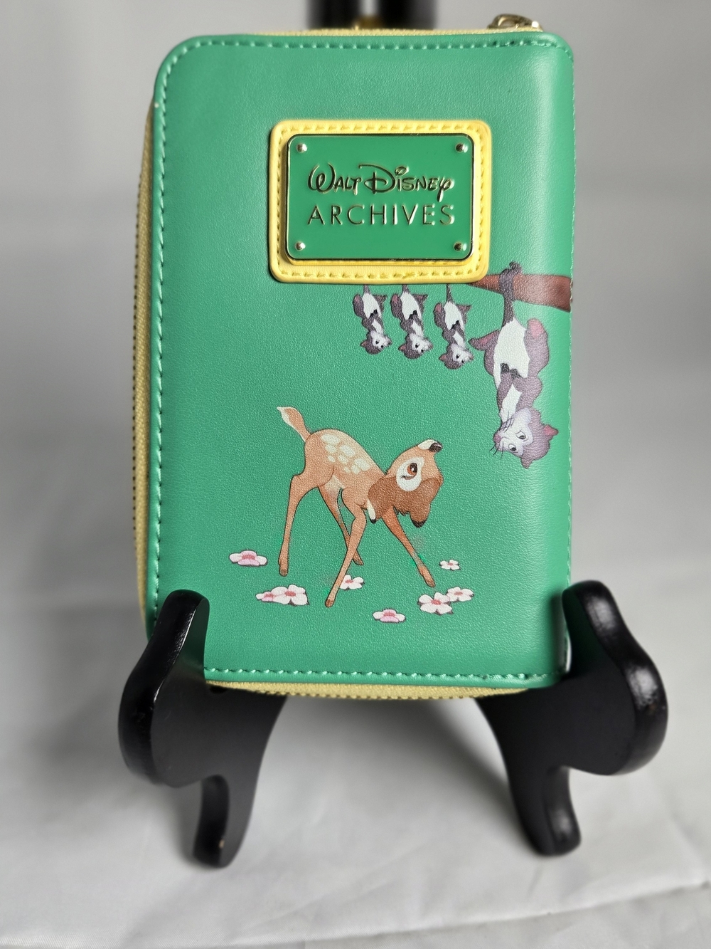 Disney Green Bambi Zip Wallet with Yellow Accent